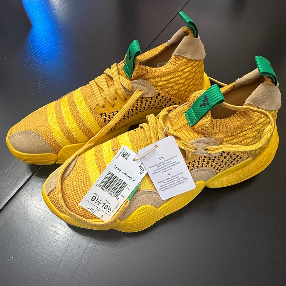 adidas Yellow Green Knit Athletic Shoes